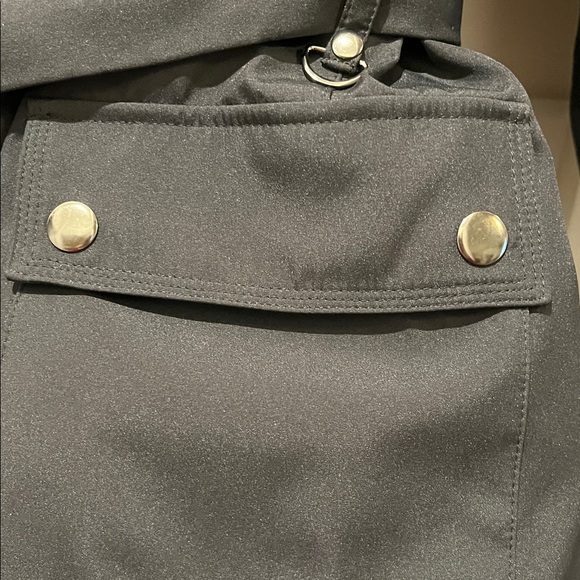 New York & Company L Zip Belted Snap Jacket Faux Fur Trim water repellent NEW - Picture 6 of 11